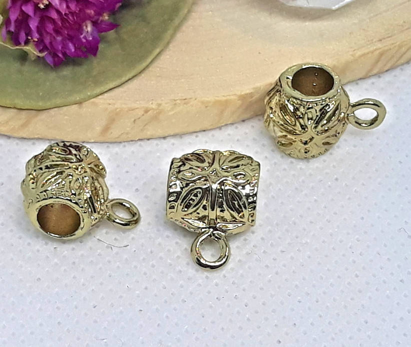 

Бейл Бочонок с петлей 11х14 мм Золото лимонное держатель кулона, Золотистый