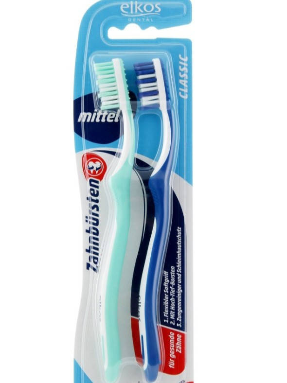 

Зубная щётка средней жесткости Elkos Mittel, 2 шт