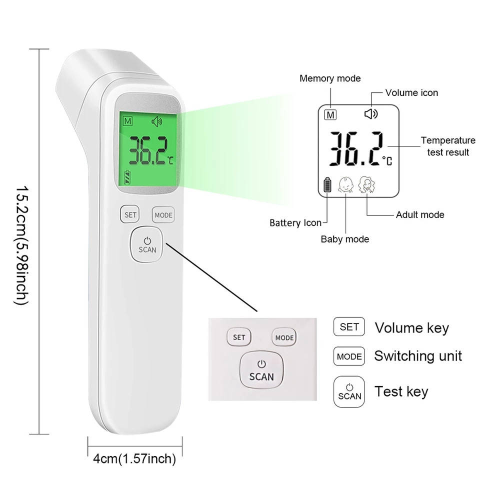 

Бесконтактный инфракрасный термометр для тела взрослых и детей Non-contact Infrared Thermometer