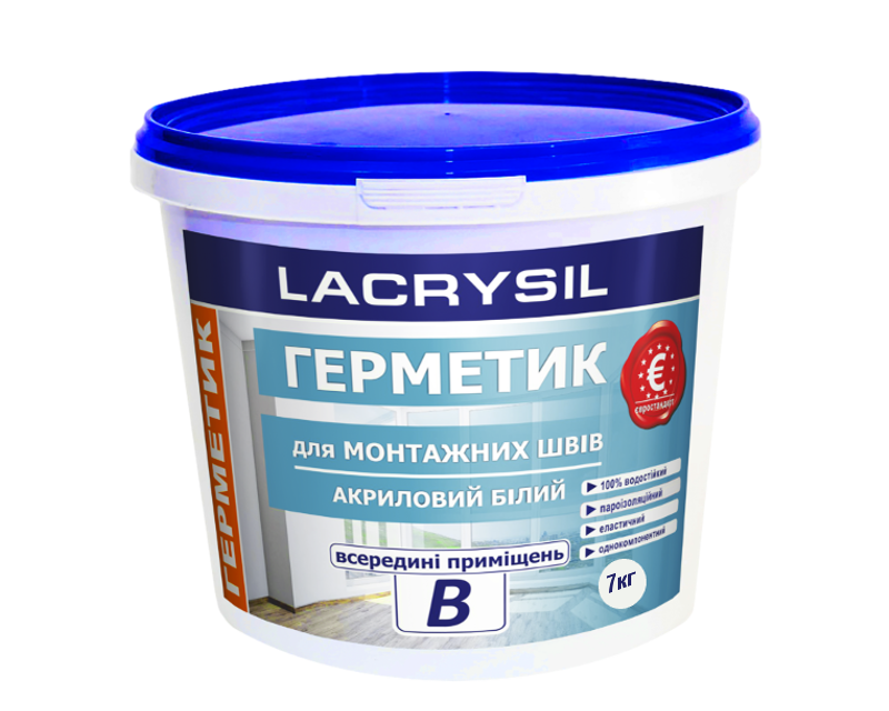 

Герметик акриловый LACRYSIL В для внутренних монтажных швов белый 7кг