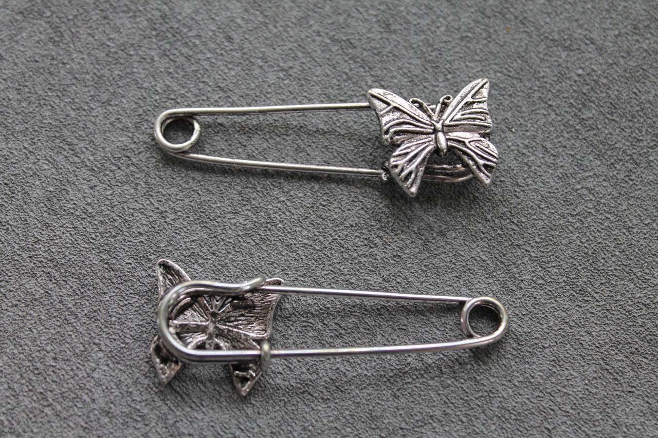 

Заготовка для броши с декором бабочка, серебро, 1 шт