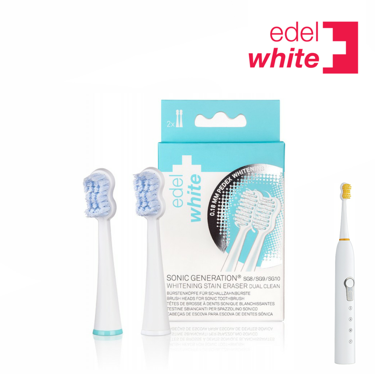 

Сменные отбеливающие насадки Edel+White Dual Clean Design Sonic Generation (medium), 2 шт