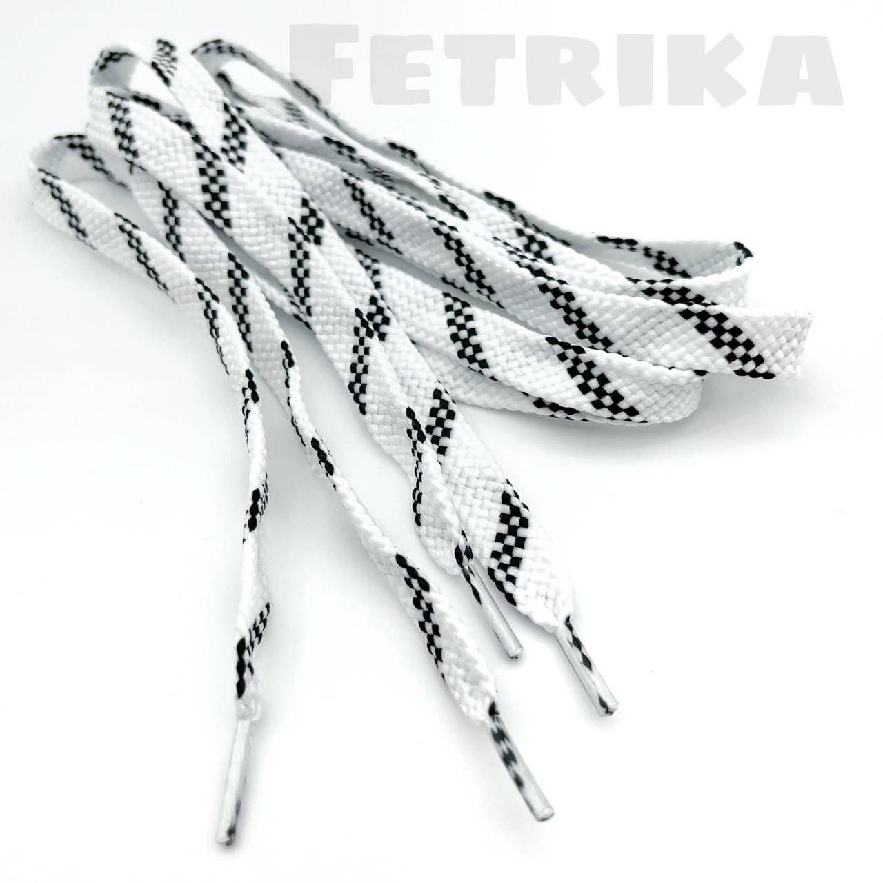 

Шнурки плоские черные-белые 100 см