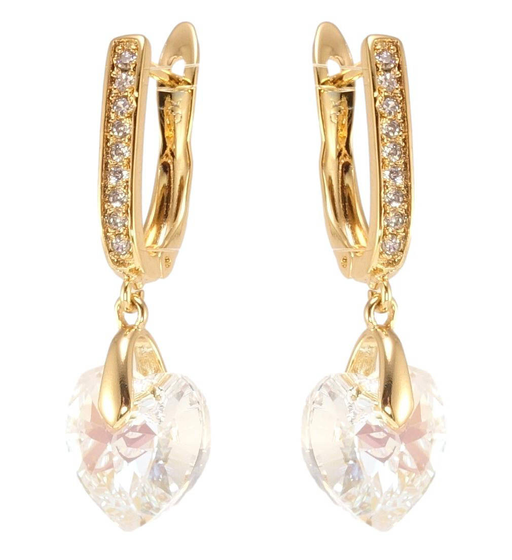 

Серьги Xuping Позолота 18K с кр-ми Swarovski подвески английский замок "Кристальное сердце Moonlight"