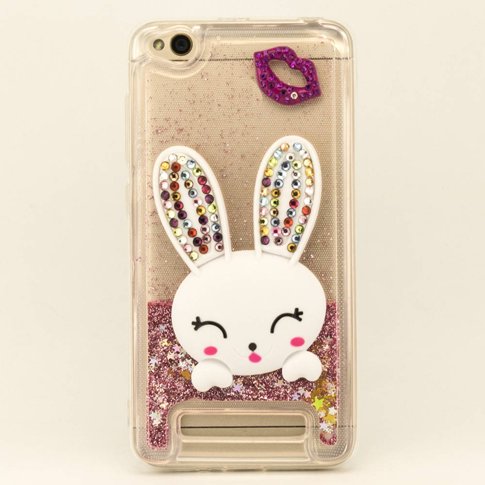 

Чехол Glitter для Xiaomi Redmi 4a бампер жидкий блеск Заяц Розовый