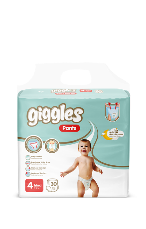 

Подгузники-трусики детские Giggles 4 maxi 7-18 кг 30 шт, Белый