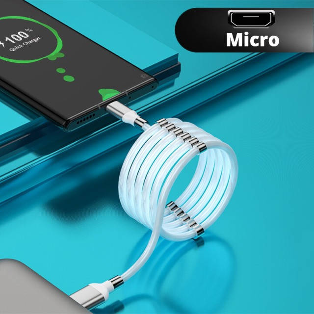 

Магнітний кабель для зарядки телефона Micro USB Fast Data Cable 1м зарядний шнур з магнітом, микро юсб, Белый