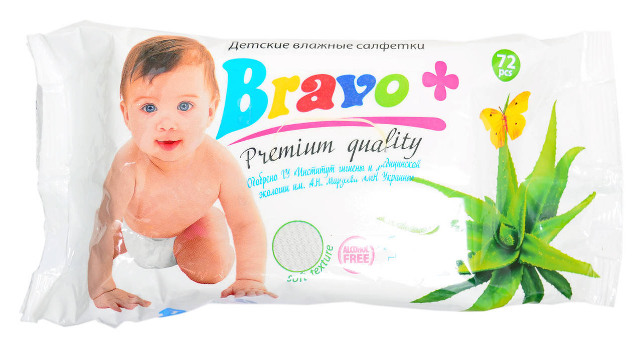 

Салфетки влажные детские "BRAVO +" №72 Алоэ вера с клапаном