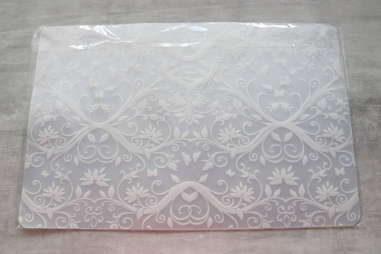 

Коврики сервировочные под столовые приборы (набор 6 шт) пластик 43*28 см белые завитушки