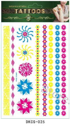 

Флеш тату. 21*15 см. Временная, Переводная. Флуоресцентные, Браслеты, Цветы, DKCS-025 (S)