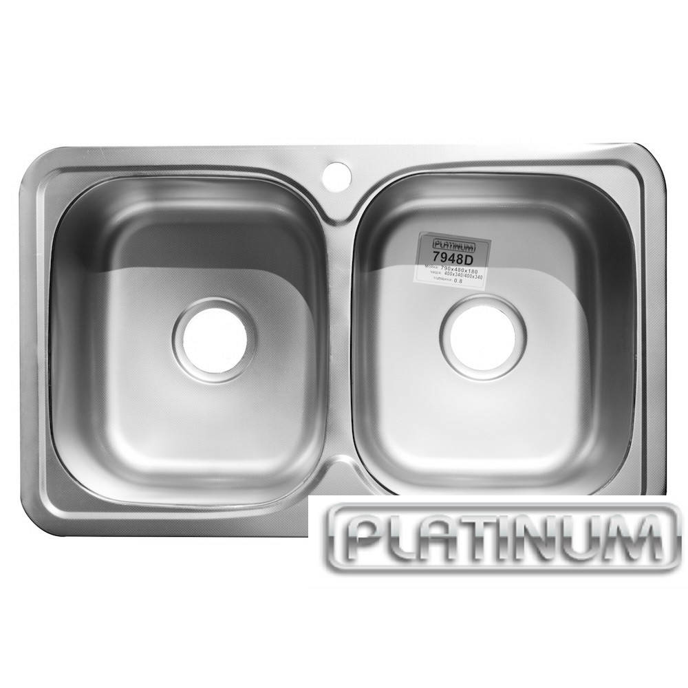 

Двойная кухонная мойка Platinum 7848D Decor 0,8мм