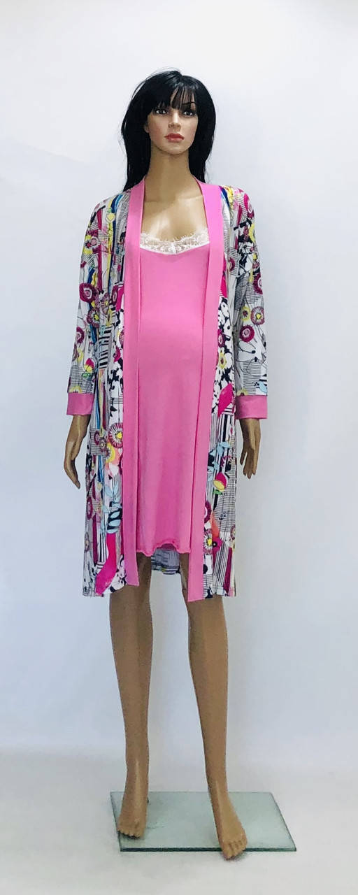 

Красивый комплект в роддом халат и ночная рубашка, вискоза