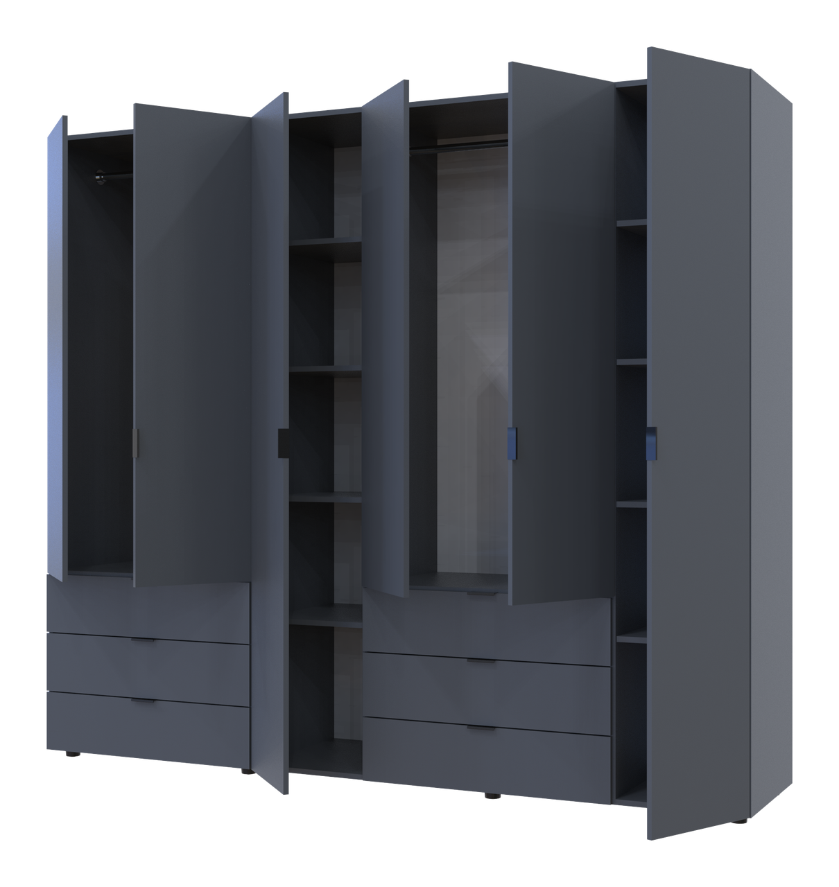 Розпашна Шафа для одягу Doros Гелар комплект Графіт 2+4 ДСП 232,5х49,5х203,4 (42002133) 2