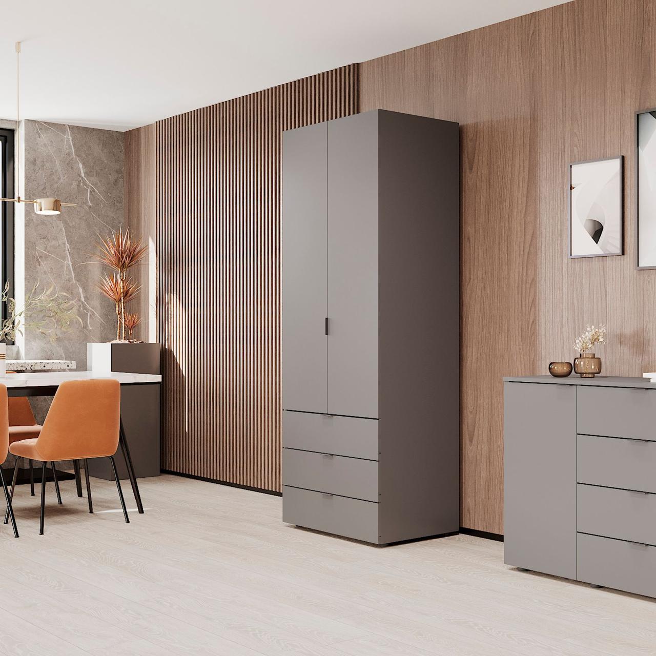 Розпашна Шафа для одягу Doros Гелар Графіт 2 ДСП 77,5х49,5х203,4 (80737023) 5