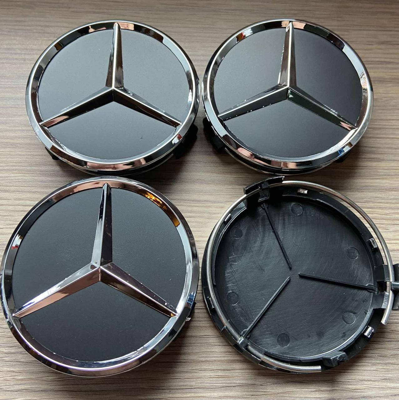 

Колпачки в диски Mercedes (чёрные)75мм 70 мм матовые
