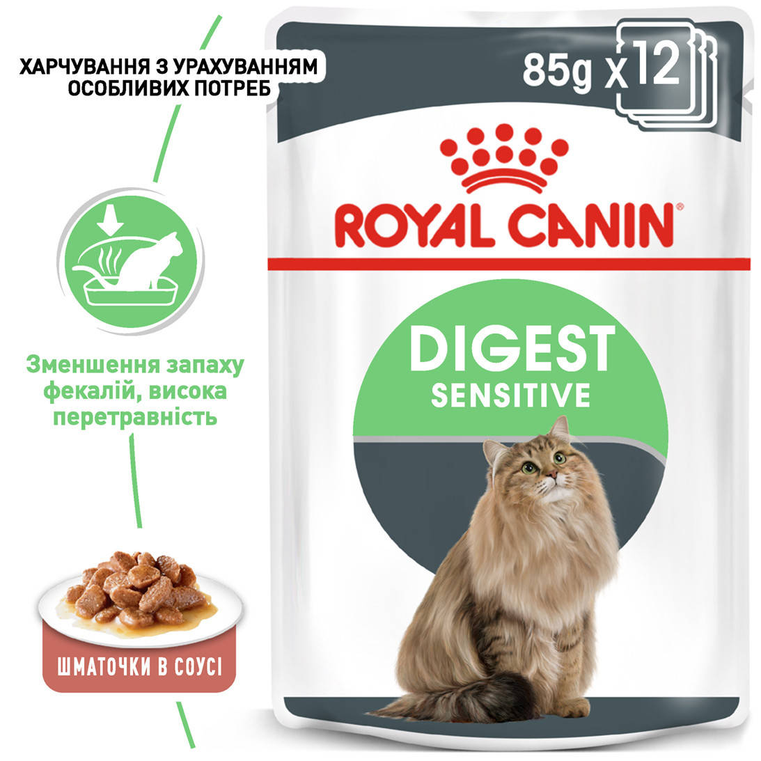 

Влажный корм для взрослых кошек ROYAL CANIN DIGEST SENSITIVE 0.085 кг x 12 шт.