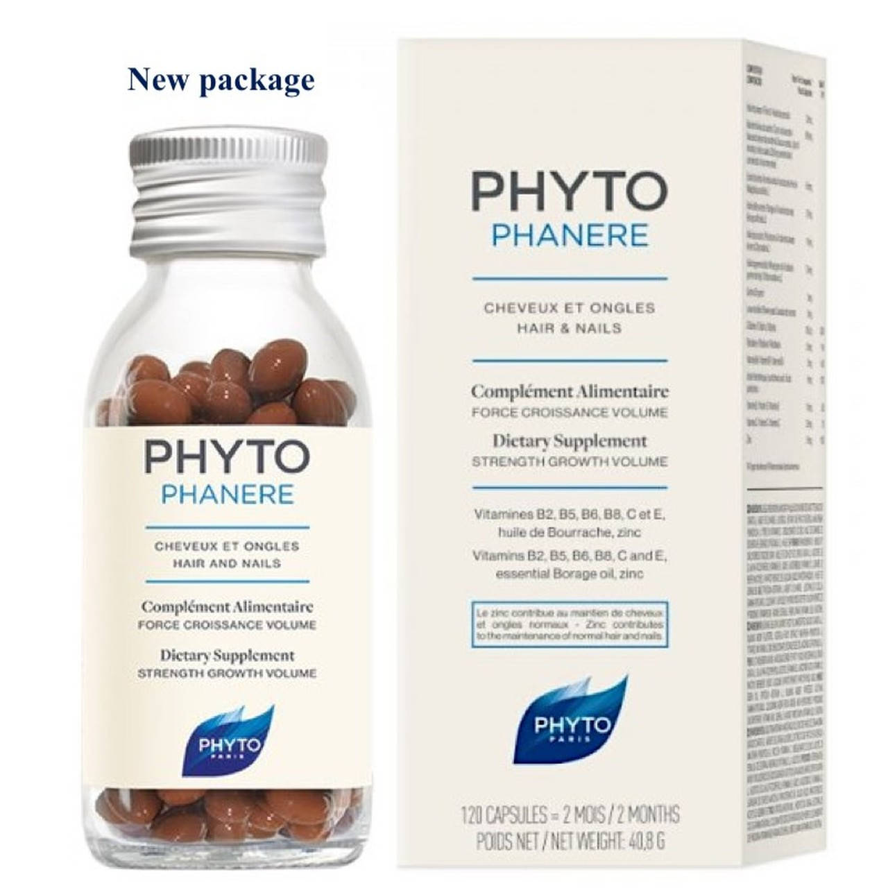 

Витамины для волос и ногтей Фитофаньер Phyto Phytophanere Hair And Nails Thinning Hair Treatment 120 капсул