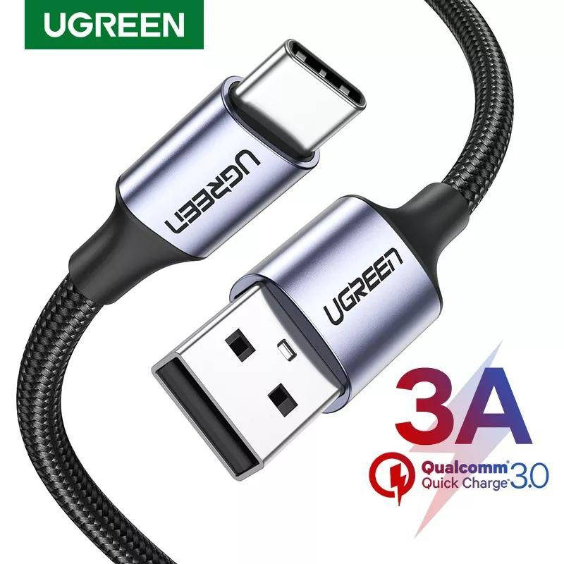 

Кабель Ugreen быстрая зарядка Type-c 3А, длина 0,5 м, передача данных 480 Мбит/c, прочное плетение, Серый