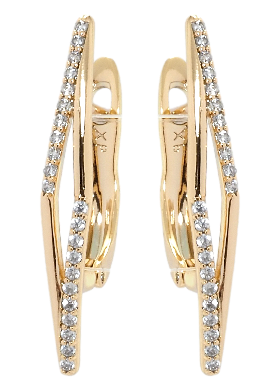 

Серьги Xuping Позолота 18K английский замок "Ромбы с дорожками циркония"