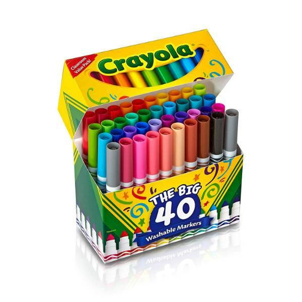 

Crayola Толстые смывающиеся маркеры фломастеры 40 штук Ultra-Clean Washable Broad Line Markers 40 Classic