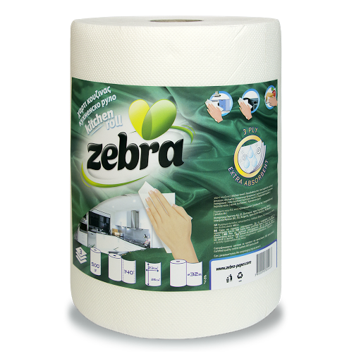 

Трехслойные кухонные полотенца Zebra 500 Extra Absorbent 32 м, Белый