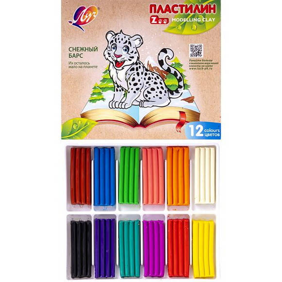 

Пластилин "Зоо" мини, Набор 12 цветов, 180 грамм, Разные цвета