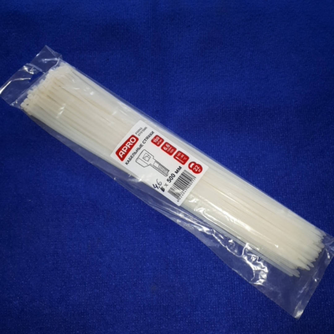 

Хомут пластиковый белый 4.6 на 500мм Apro