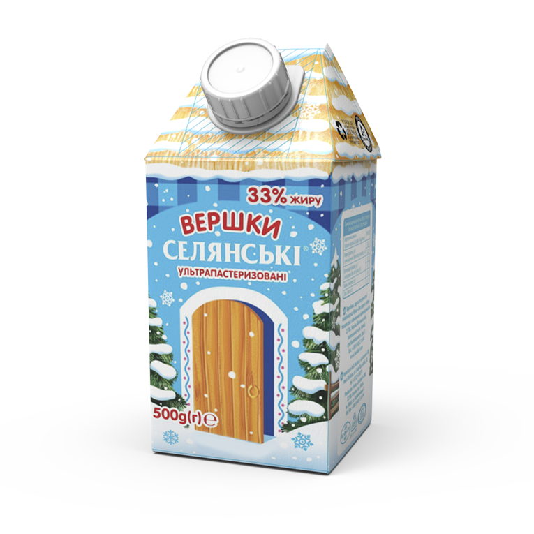 

Сливки натуральные ТМ Селянські 33% для взбивания 500 гр