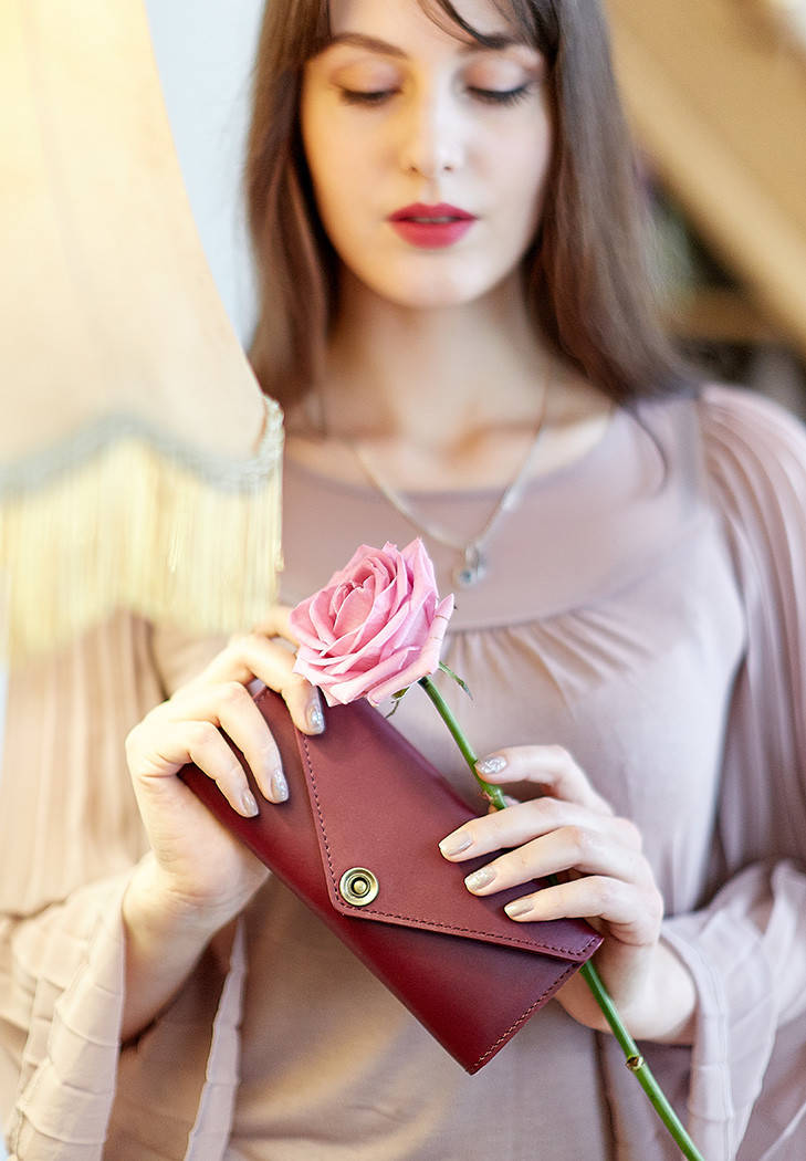 

Кожаный женский кошелек виноград (КОЖА KRAST), Бирюзовый