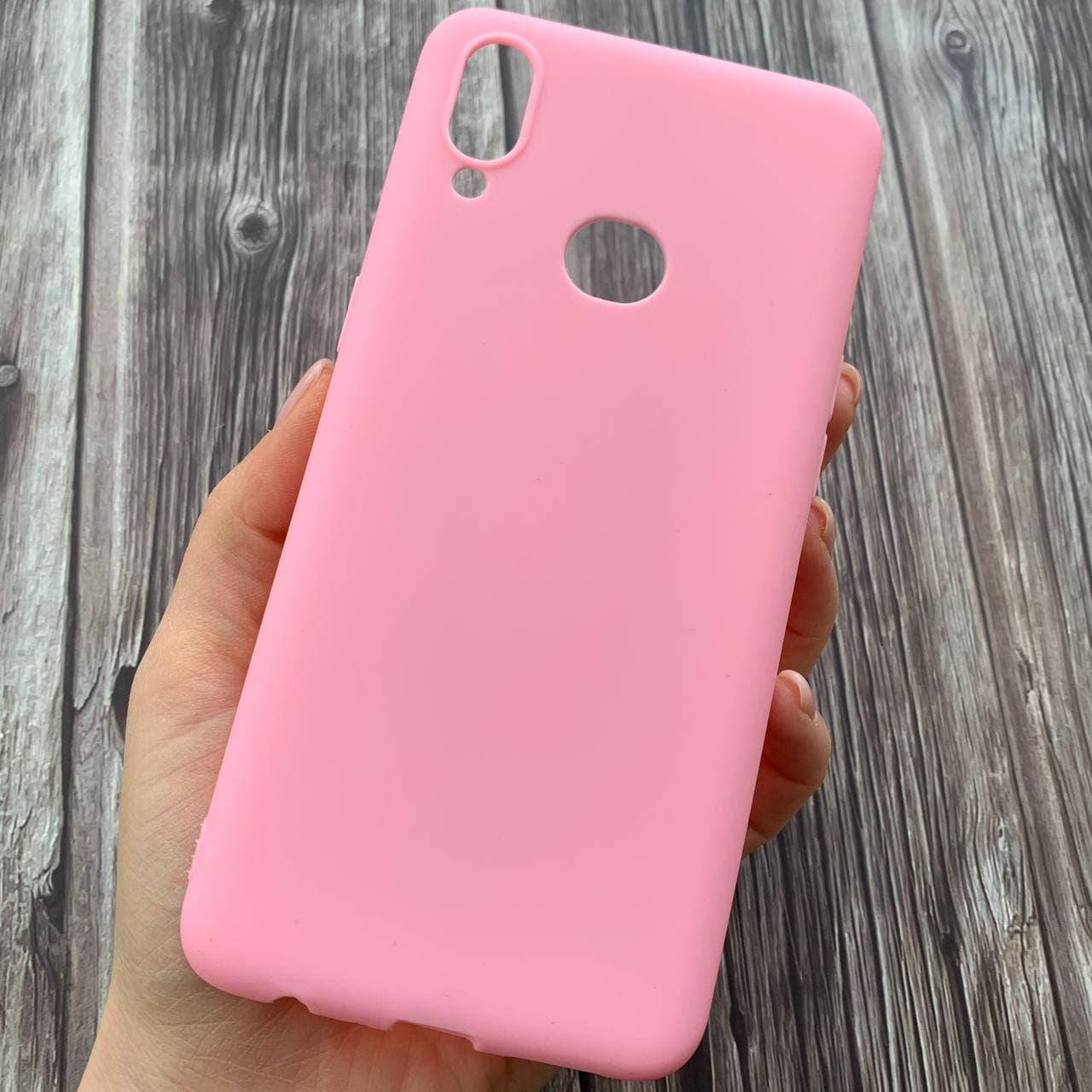 

Чехол для Samsung Galaxy A10s силиконовый цветной плотный чехол на телефон самсунг а10с розовый Plain