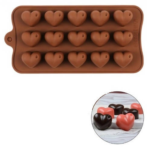 

Силиконовая форма для конфет - Сердечки округленные