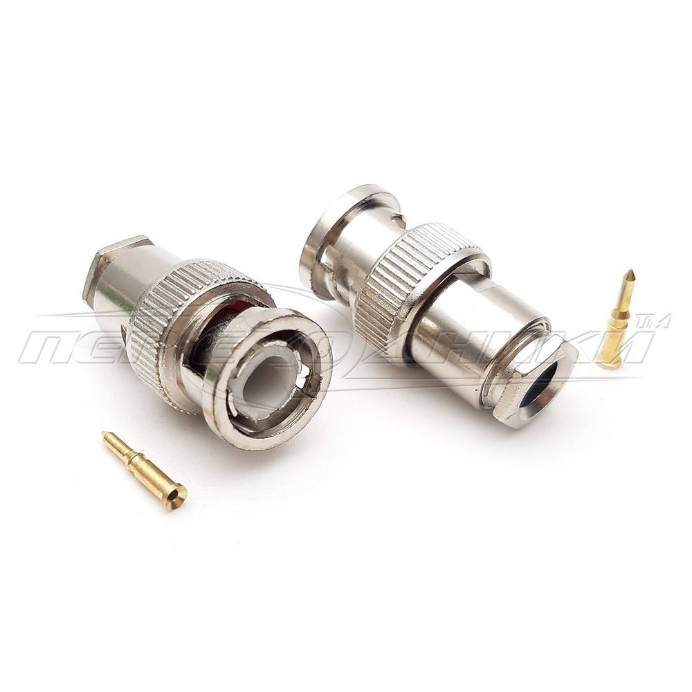 

Разъем штекер BNC под кабель RG-6, Clamp/Solder (зажим/пайку)