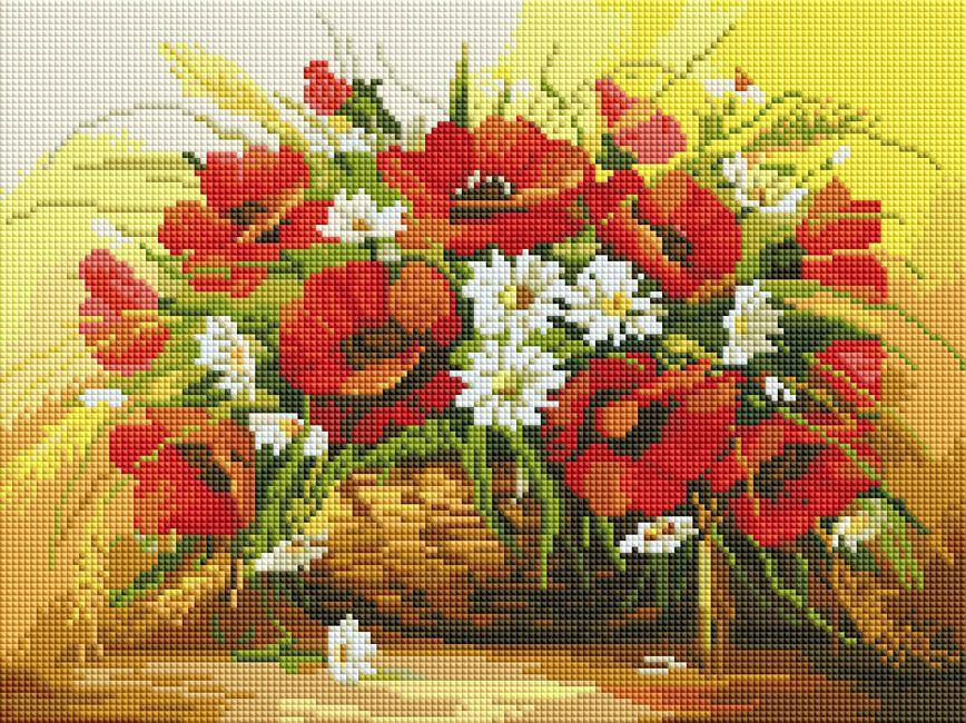 

Маки с ромашками алмазная вышивка мозаика 30х40 см