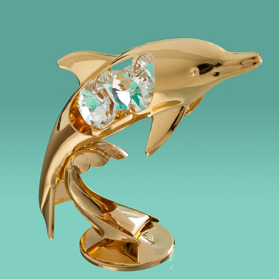 

Позолоченная Фигурка "Дельфин" с кристаллами Swarovski