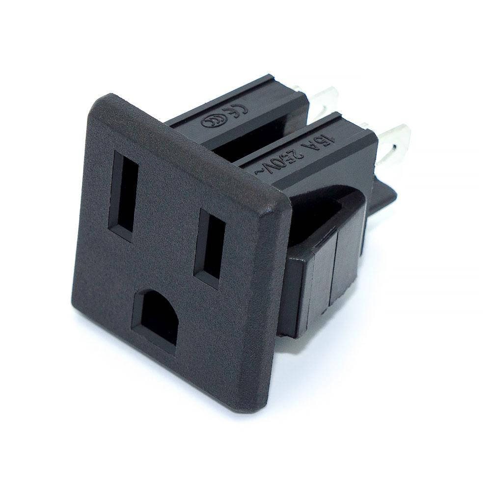 

Разъём сетевой AC, гнездо питания SS-6B, 125V, 15A, монтажное, 3pin, (для шнура USA)