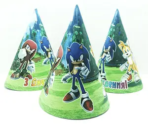 

Праздничный детский колпак с рисунком ёжик Соник Sonic С Днем Рождения