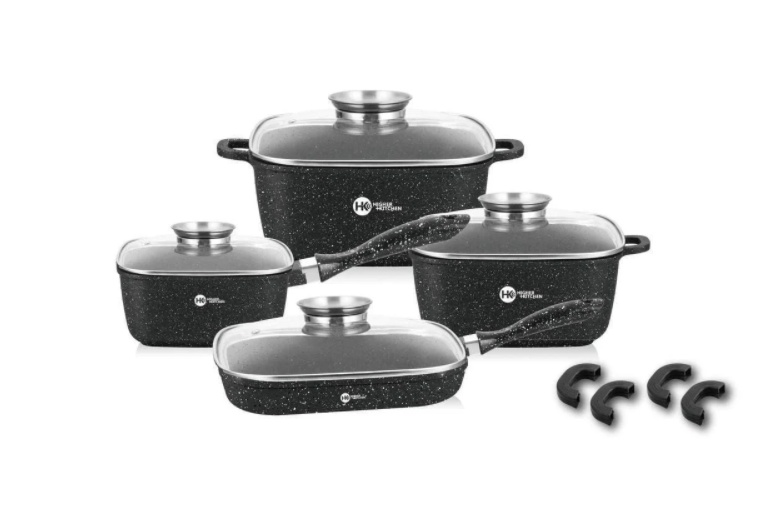 

Набор кухонной посуды Higher Kitchen HK-311 с антипригарным гранитным покрытием Черный., Серый
