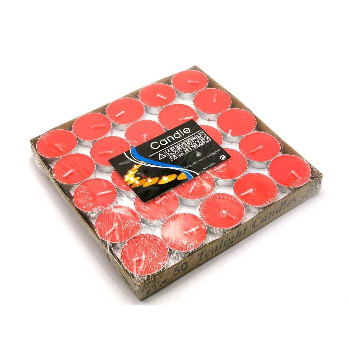 

Свечи "Чайные" красные (50шт/уп)(18х18х2 см)