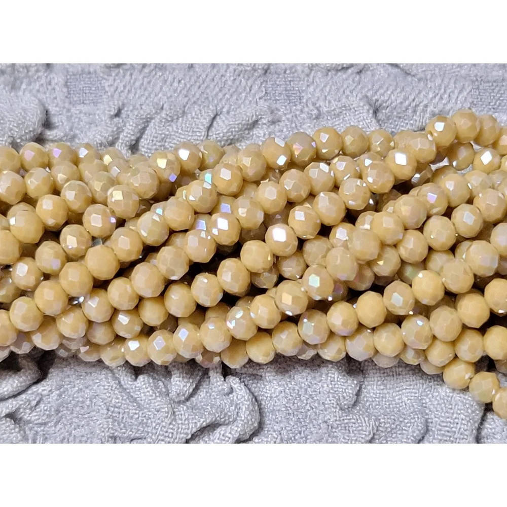 

Бусины хрустальные (Рондель) 4*3 мм пачка 135-140 шт, цвет - золотистый хаки с переливом, Светлый хаки