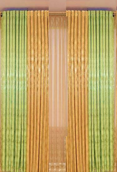 

Шторы однотонные, комбинированные, на люверсах. Ширина шторы 2,00 м, высота до 2,70 м, Салатовый