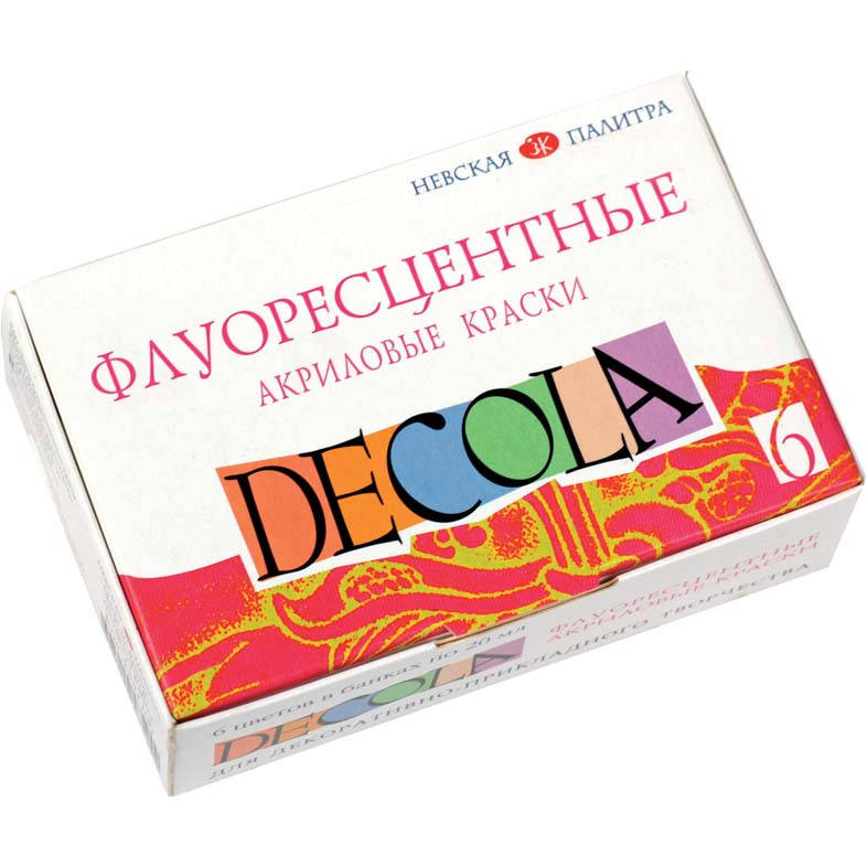

Набор флуоресцентных акриловых красок Decola 6 цветов