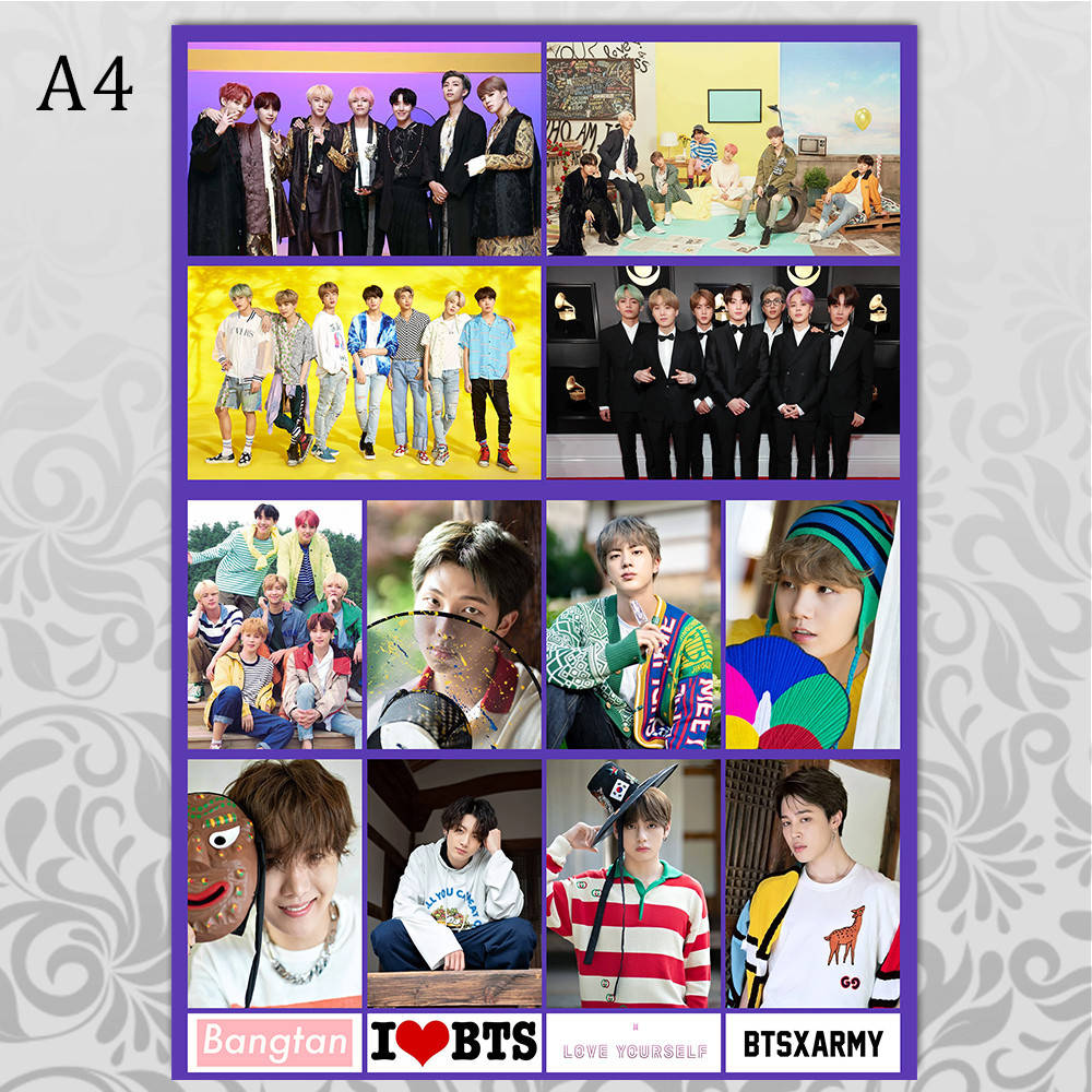 

Стикеры art BTS А4 без порезки 03, Разные цвета