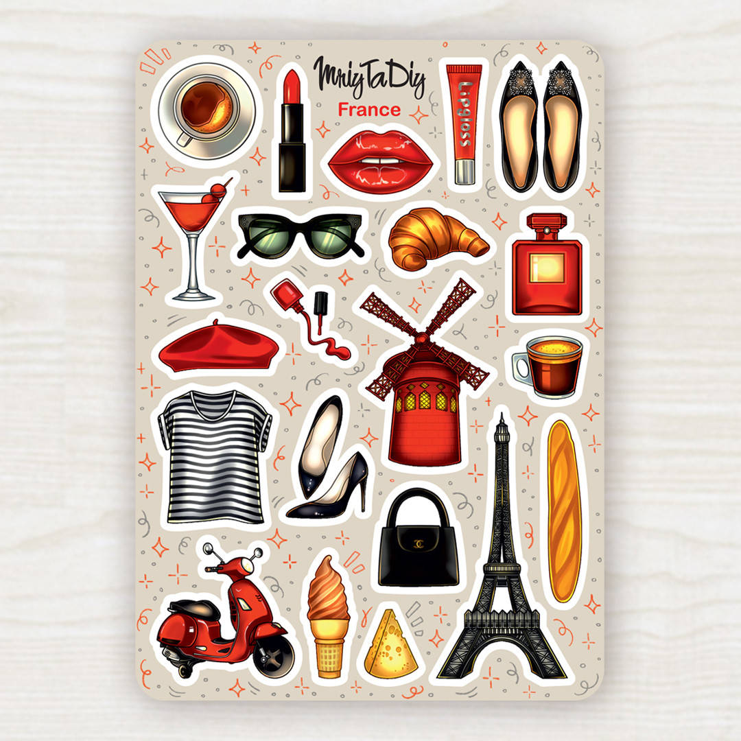 

Стикеры авторские FRANCE, Зелёный