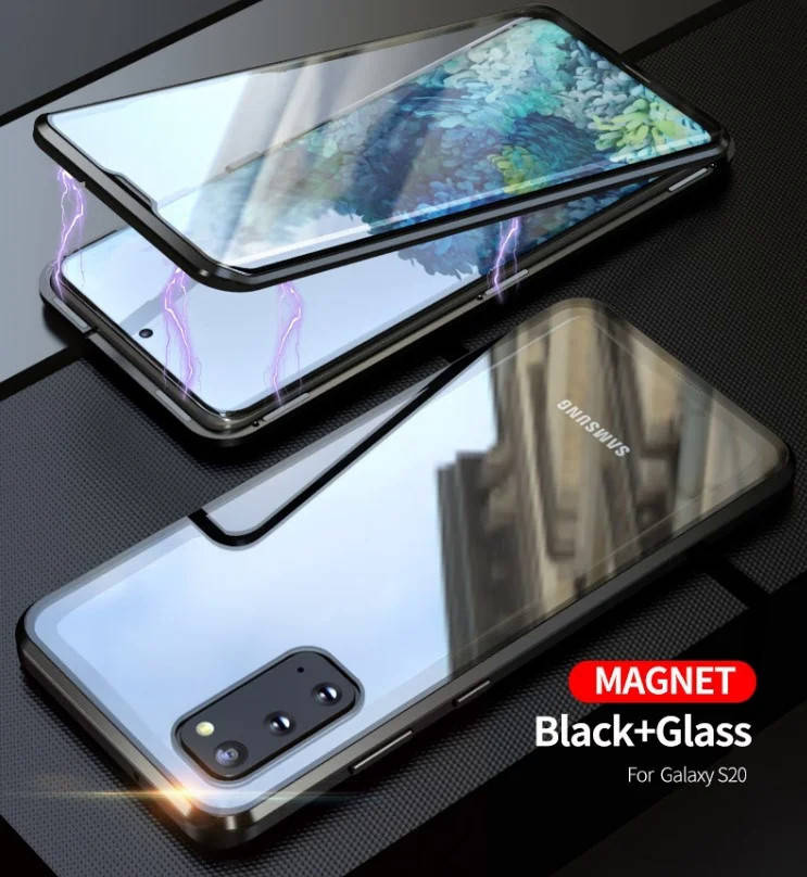 

360 магнитный чехол для Samsung Galaxy S20 FE защитное стекло с двух сторон, Черный