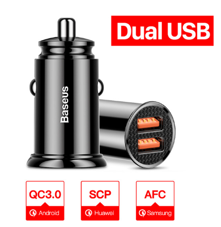 

Автомобильное зарядное устройство адаптер Baseus 12V Dual USB 5A 5V модель BS-C16Q1