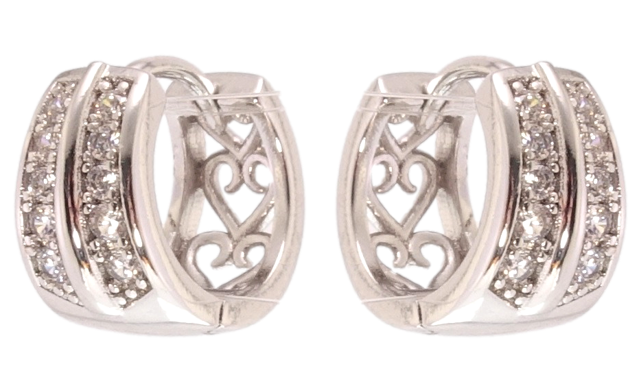 

Серьги Xuping Родий колечки "Дорожки циркония"