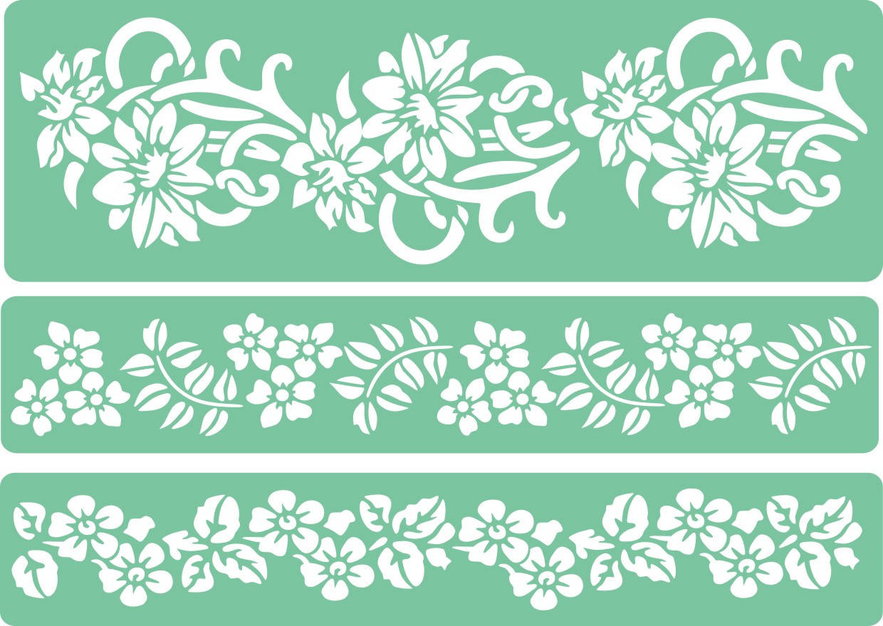 

Трафарет бордюры цветочные