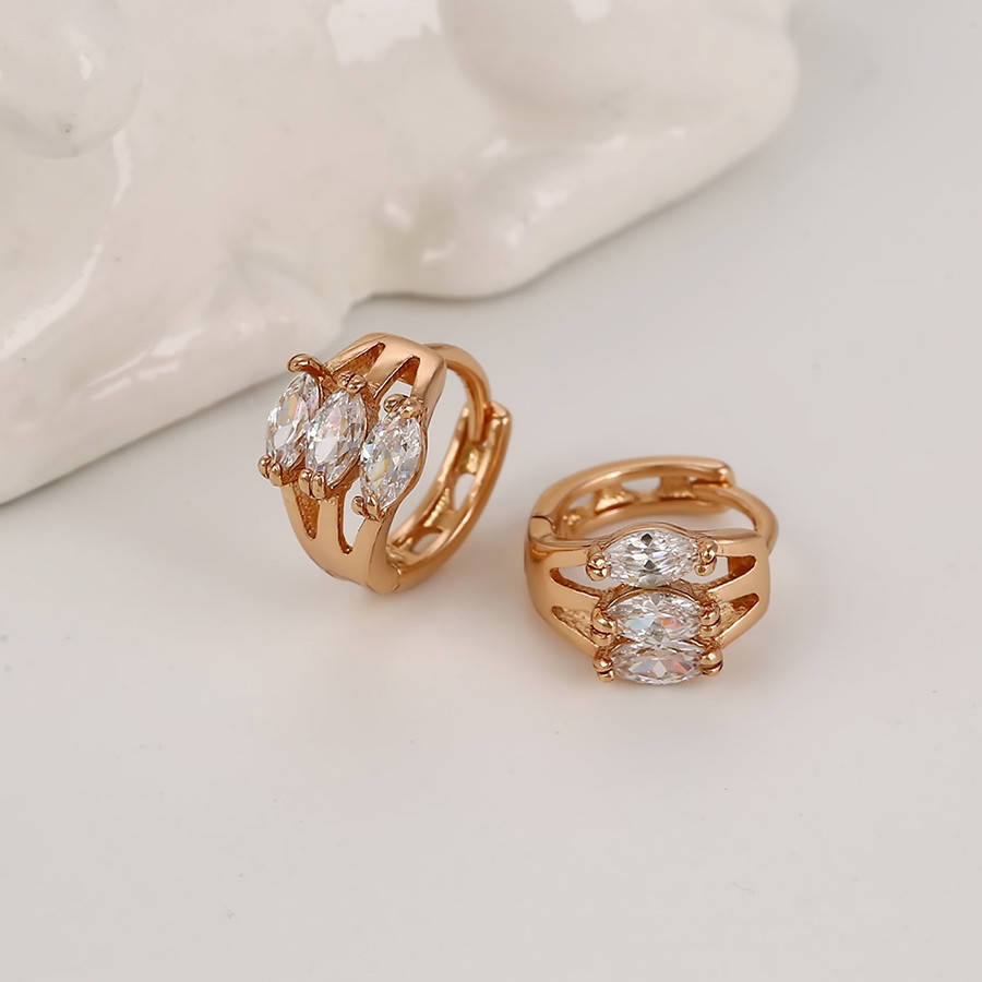 

Серьги Колечки с миндалевидном цирконием, медсплав Xuping, 18К