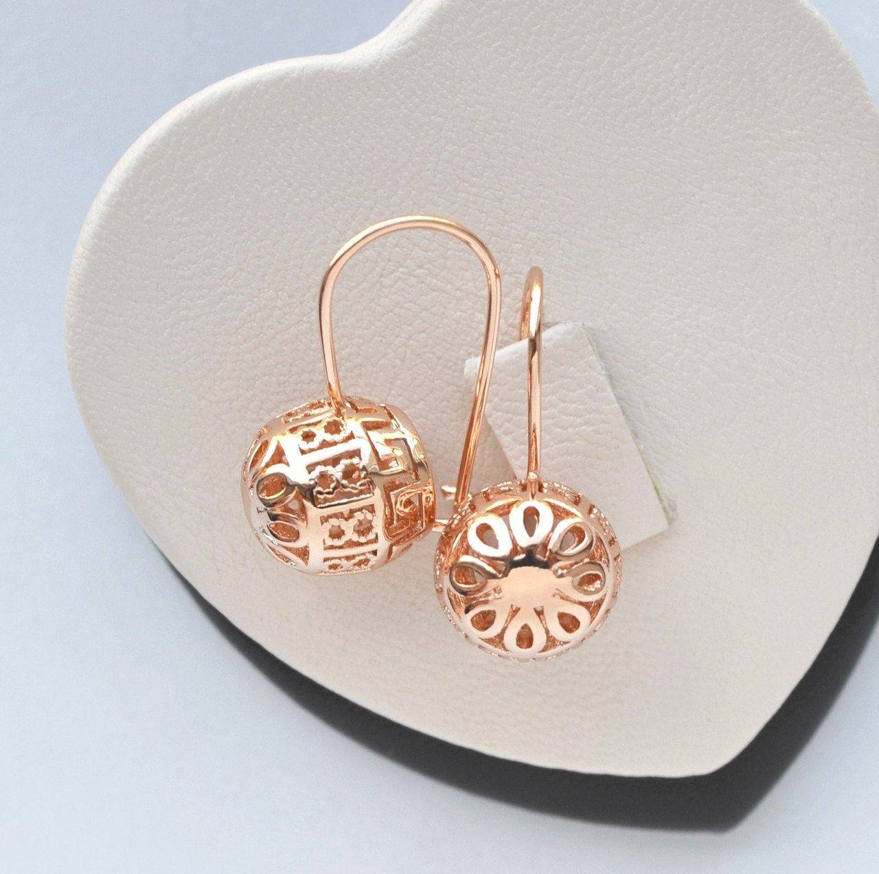 

Серьги резные шарики розовая позолота 18к.