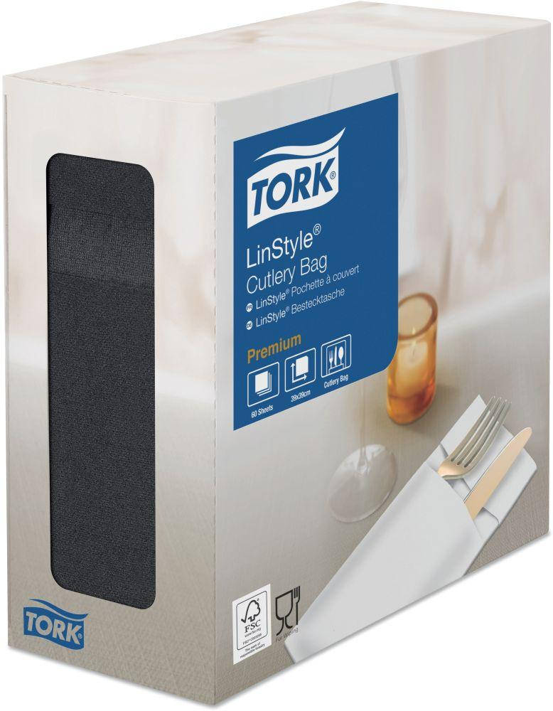 

Конверты для столовых приборов TORK однослойные 21Х9.5 см черные